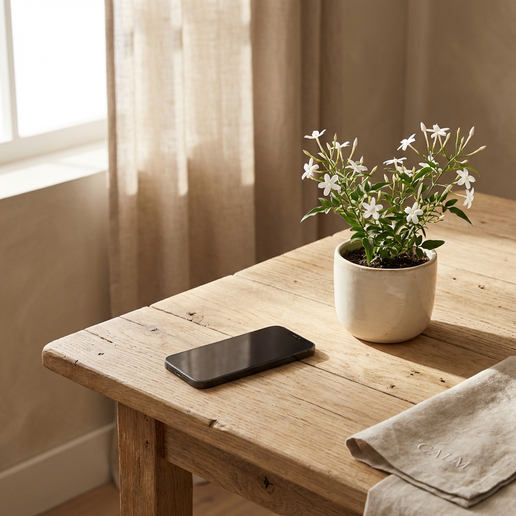 Morning Stillness morning stillness - Image 1: a calm, minimal scene with soft neutral tones representing mindfulness.