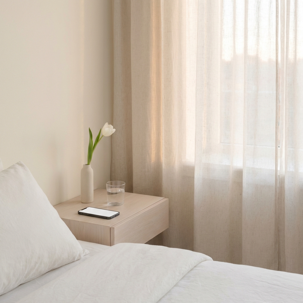 Morning Stillness morning stillness - Image 2: a calm, minimal scene with soft neutral tones representing mindfulness.