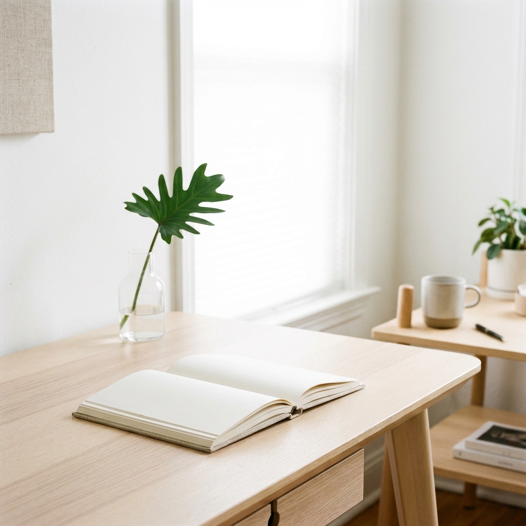 Morning Stillness morning stillness - Image 3: a calm, minimal scene with soft neutral tones representing mindfulness.