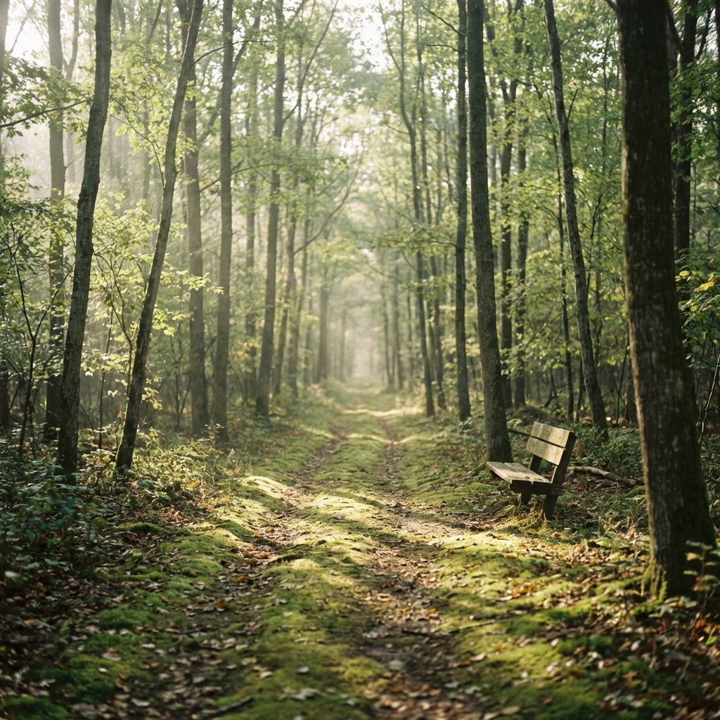 Walking Meditation - walking meditation benefits - Image 3: A high-quality, minimal, and aesthetic scene with soft neutral tones and natural elements, representing walking meditation.