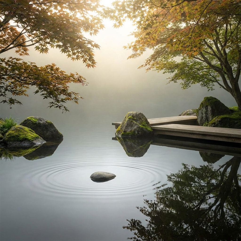 Walking Meditation - walking meditation benefits - Image 4: A high-quality, minimal, and aesthetic scene with soft neutral tones and natural elements, representing walking meditation.