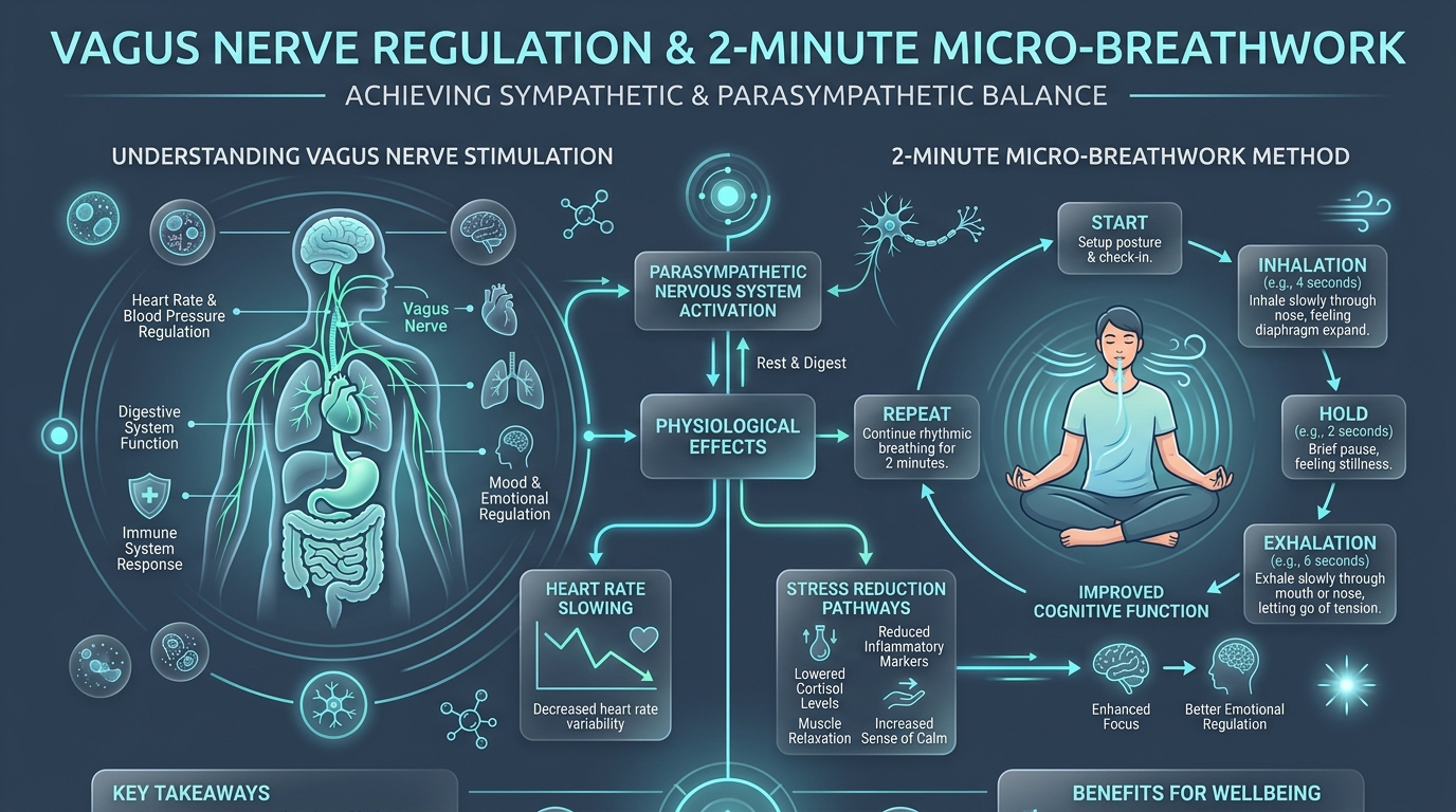 Vagus Nerve Regulation and 2-Minute Micro-Breathwork Infographic